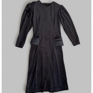 🖤 Vintage 1980s Impromtu Black Velvet Dress – Size 10